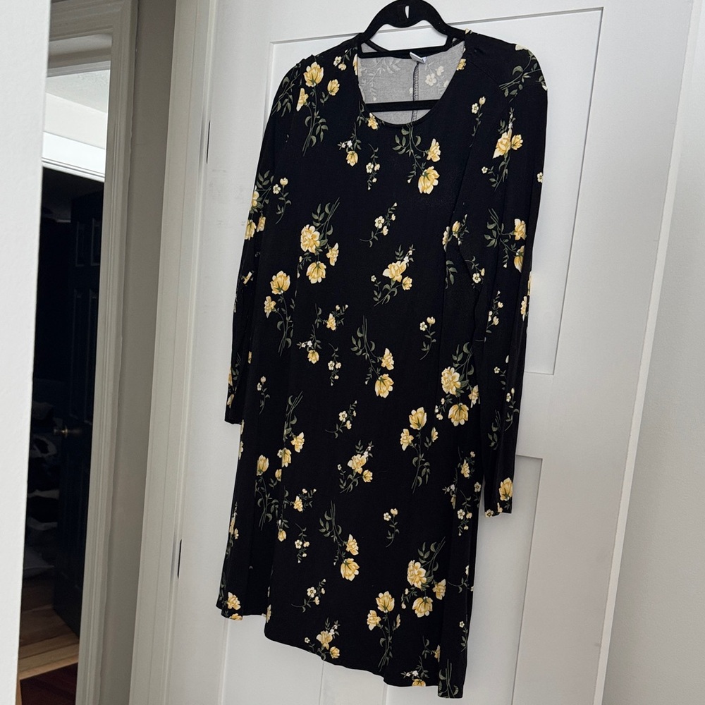 Old Navy Black Dress with Yellow Floral Print